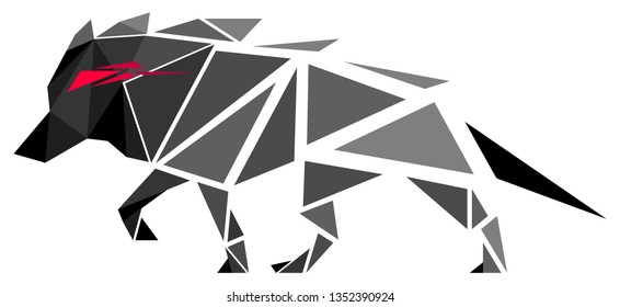 Concept of origami. the low poly wolf. Graphic design. Digital art. Vector illustration 10 EPS