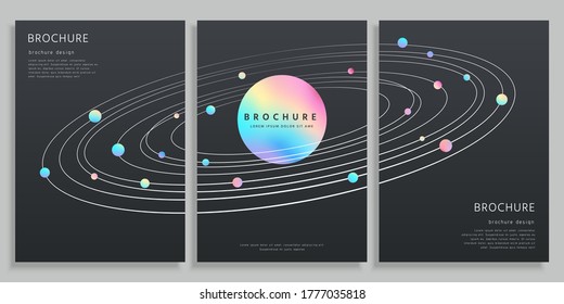 Concept of outer space and solar system, holographic design with clipping masks, cover template for brochure, flyer, and poster use