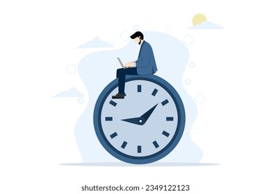 el concepto de horas extraordinarias o de horas de trabajo diferentes, después del horario de trabajo, empresario seguro de sí mismo que utiliza un ordenador portátil sentado en horas de trabajo por la noche con colegas de otros países.