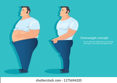 concept of overweight character , belly fat vector illustration