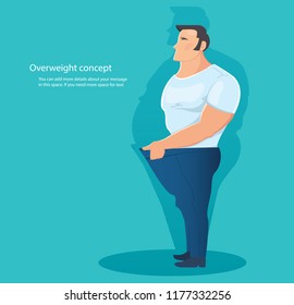 concept of overweight character , belly fat vector illustration