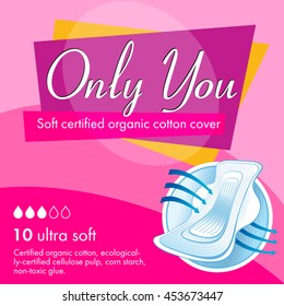 Concept of packaging for hygiene pads, rose.