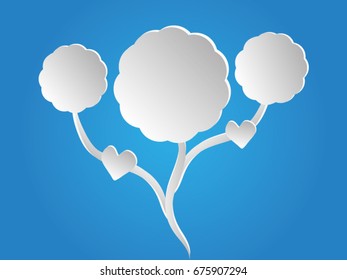 The concept of paper art collage Of the tree Which have heart-shaped fruit.