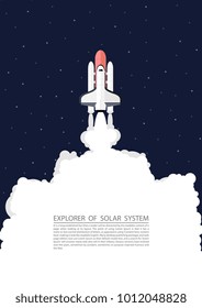 Concept Paper art Rocket Survey Solar System Star Galaxy Minimalism Design TextSpace Vector And Illustration