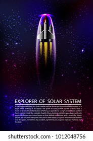 Concept Paper art Survey Rocket Solar System Star Galaxy Minimalism Design TextSpace Vector And Illustration 