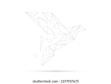 Concept of paper bird science technology, graphic polygon line artwith futuristic element vector illustration