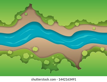 concept of paper river with shadows