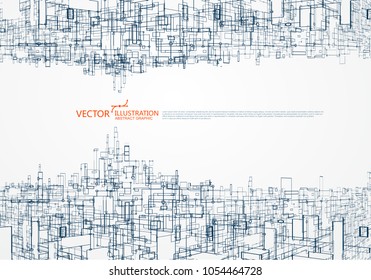 The concept of parallel universe,Virtual city graphic, the design of the virtual space.