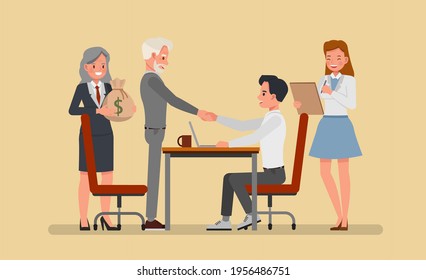 concept of partnership business. Businessmen and businesswomen character vector design. 