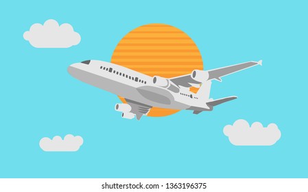 The concept  passenger aircraft flying in the sky, vector illustration