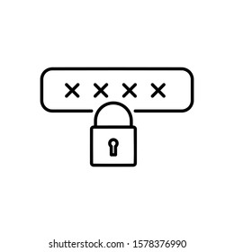 Concept of password security. Outline thin line flat illustration. Isolated on white background. 