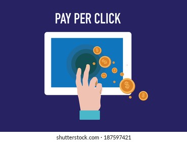 concept of pay per click internet advertising model. concept vector illustration