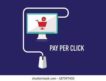 concept of pay per click internet advertising model. concept vector illustration