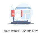 Concept of payment bill confirmed approved via payment card on laptop computer, electronic digital money invoice payment transaction successful, receipt completed, valid verified payment idea.
