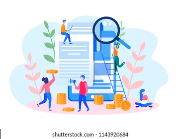 Concept payment notification, contract conclusion for web page, banner, presentation, social media, documents, cards, posters. Banking, electronic Mobile payment Vector illustration