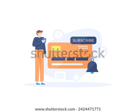 A concept of payment and subscription. pay to renew the subscription. Subscription billing notifications. customers with debit or credit cards. illustration concept design. graphic elements. Vector