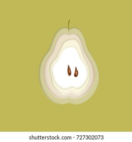 Concept of a peach chopped in layers. Vector illustration.