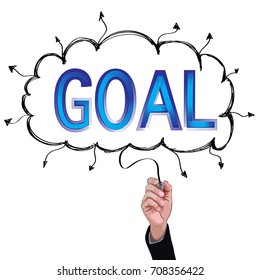 concept  pencil idea hand isolate write blue goal business illustration vector