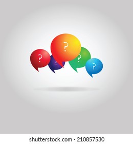 concept people chat - many speech bubbles & questions