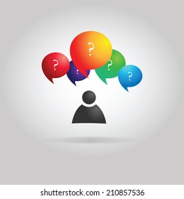 concept people chat - many speech bubbles & questions