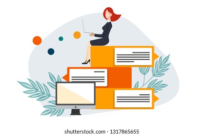 Concept a people communicates through the Internet social networks, the concept of communication, discussing business, news, acquaintance. 