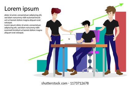 concept of people making web page design for website. Creative landing page design template.Character design set.Business People teamwork,character.cartoon Style design.Vector illustration.