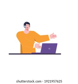 the concept of people working from home. school from home. online meetings with colleagues.
