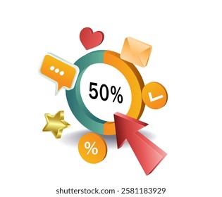 Concept of percentage management pie chart