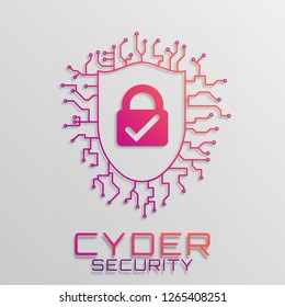 Concept of personal data protection. Concept of firewall protection, privacy access, private data, safety service or system image. Fingerprint scanning on circuit board vector illustration.