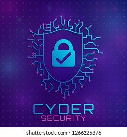 Concept of personal data protection. Concept of firewall protection, privacy access, private data, safety service or system image. Fingerprint scanning on circuit board vector illustration.