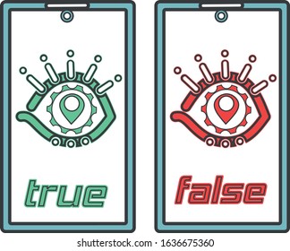 The concept of personal data protection. Modern smartphone and abstract eye on the screen. Vector illustration, icon on a white background.
