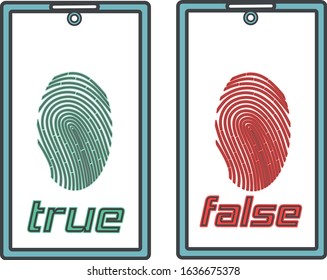 The concept of personal data protection. Modern smartphone and fingerprint on the screen. Vector illustration, icon on a white background.