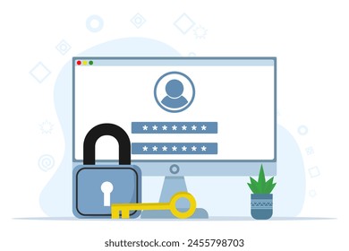 concept of personal data security, online cyber data security, data management and data protection from hacker attacks and padlock icon, internet technology network. flat vector illustration.