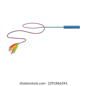 Concept Pet cat toy. The illustration depicts a colorful and playful toy for a cat, designed in a flat, cartoon style with vector graphics. Vector illustration.