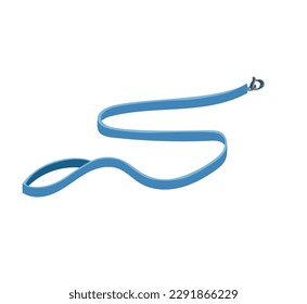 Concept Pet lead. This illustration is a flat vector design of a blue lead for pets on a white background. Vector illustration.