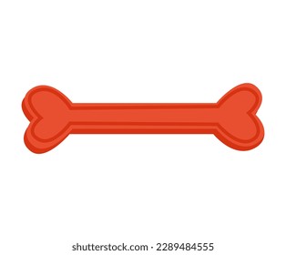 Concept Pet products set bone dog toy. This is a flat vector concept cartoon design featuring a pet product, specifically a red bone for dogs. . Vector illustration.