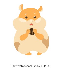 Concept Pet products set hamster. This is a flat vector concept cartoon design featuring a pet, specifically a hamster. Vector illustration.