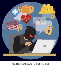 Concept of phishing scam hacker attack and web security stolen information