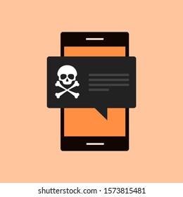 Concept of phishing, spamming and cyber crime. Flat style illustration.