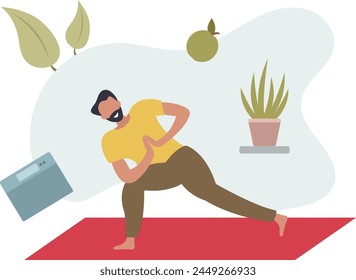 concept of physical activity and healthy eating.flat vector illustration.