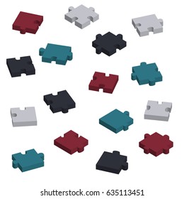 Concept pieces of puzzle in 3D, vector