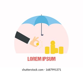 Concept Of Piggybank Savings. Guaranteed Protection From The Gold Loan Or Bank Savings. Concept Of Insurance On Bank Deposits. Protection From Cash Crunch And Recession. 