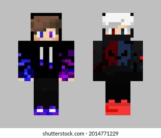 Concept Pixel characters. Skins hero. The concept of hero. Gaming concept. Vector illustration