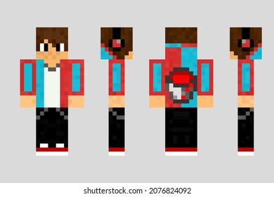Concept Pixel characters. Skins hero. The concept of hero. Gaming concept. Mod of the game character kampot. Vector illustration