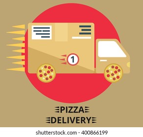 Concept of the pizza delivery service. Flat vector illustration.
