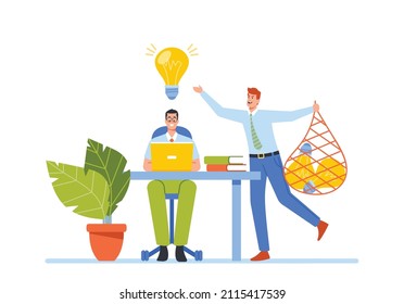 Concept Of Plagiarism And Infringement Of Copyright. Creator Character Writing Article And Plagiarist Or Pirate Stealing His Ideas, Content And Work Results. Cartoon People Vector Illustration