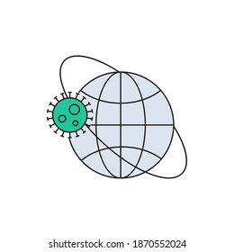 Konzeptionell wird die Erde von Coronavirus 2019-nCoV angegriffen. Vektorgrafik.