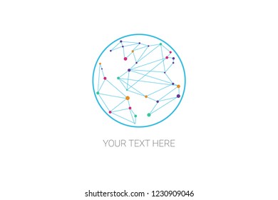 Concept. planet earth points connected by lines show continents. Logo for the company