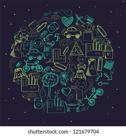Concept of planet from eco icons
