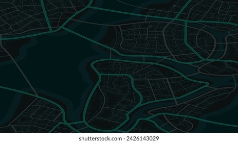 Concept of planning and mapping a travel route using general city map with streets, roads marked. Abstract navigation plan of the urban area depicted as a simple scheme. Isometric vector illustration
